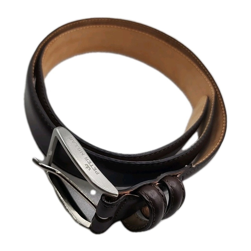 Peter Millar Crown Crafted 40 Excursionist Milled Leather Belt Brown